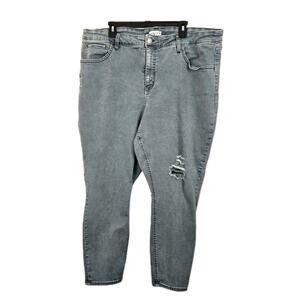 Ava & Viv Skinny Jeans Womens 24W Blue Denim High Rise Distressed 42" Waist 27"L